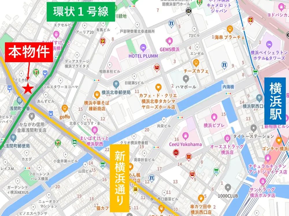 定食屋の居抜き物件の地図