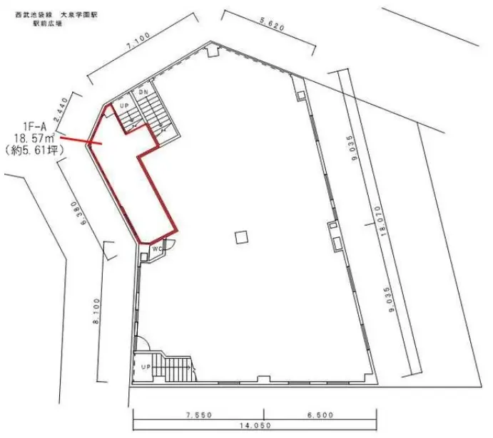 大泉学園の居抜き店舗の平面図
