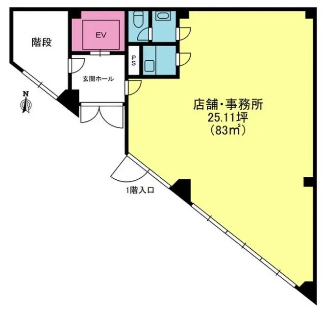 春日の居抜き店舗の平面図