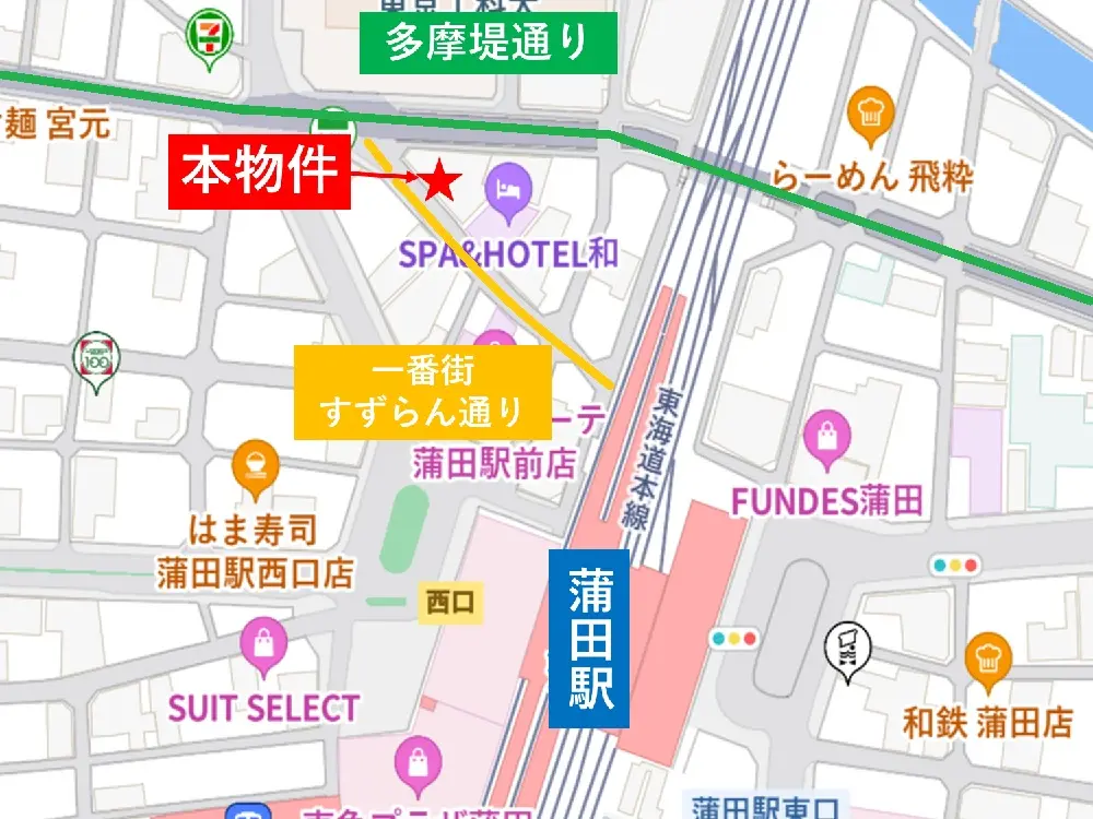 蒲田の多国籍料理居抜きの地図