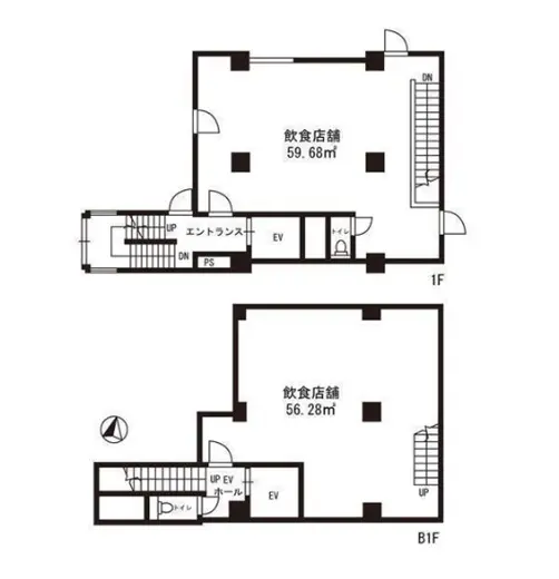 貸店舗(スケルトン)の平面図