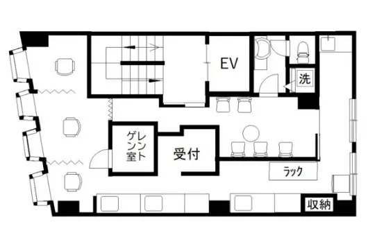大門の居抜き店舗の平面図