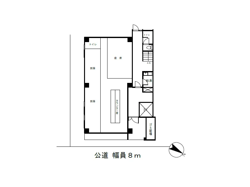 久米川の居抜き店舗の平面図